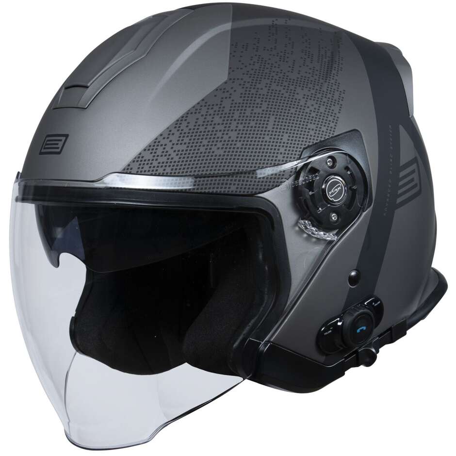 Casco Moto Jet Origine PALIO 2.0 + Bt Hyper Nero Titanio Opaco
