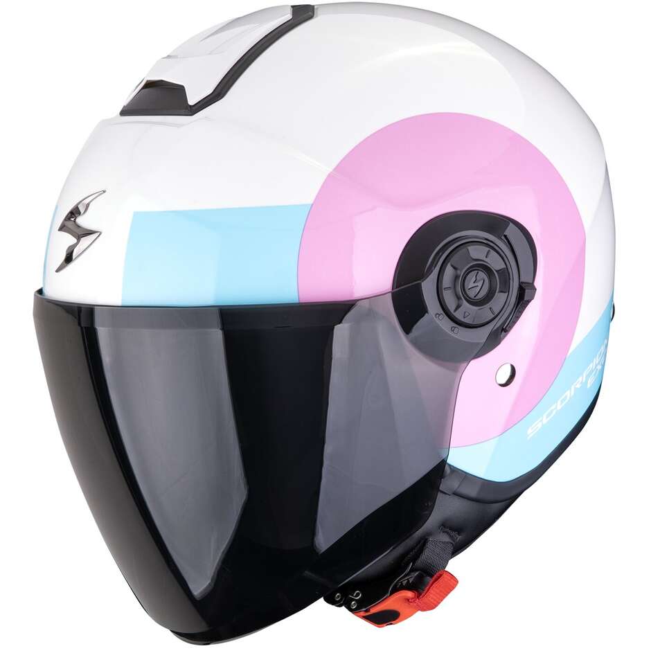 Casco Moto Jet Scorpion EXO-CITY II SHEER Bianco Rosa Azzurro Chiaro