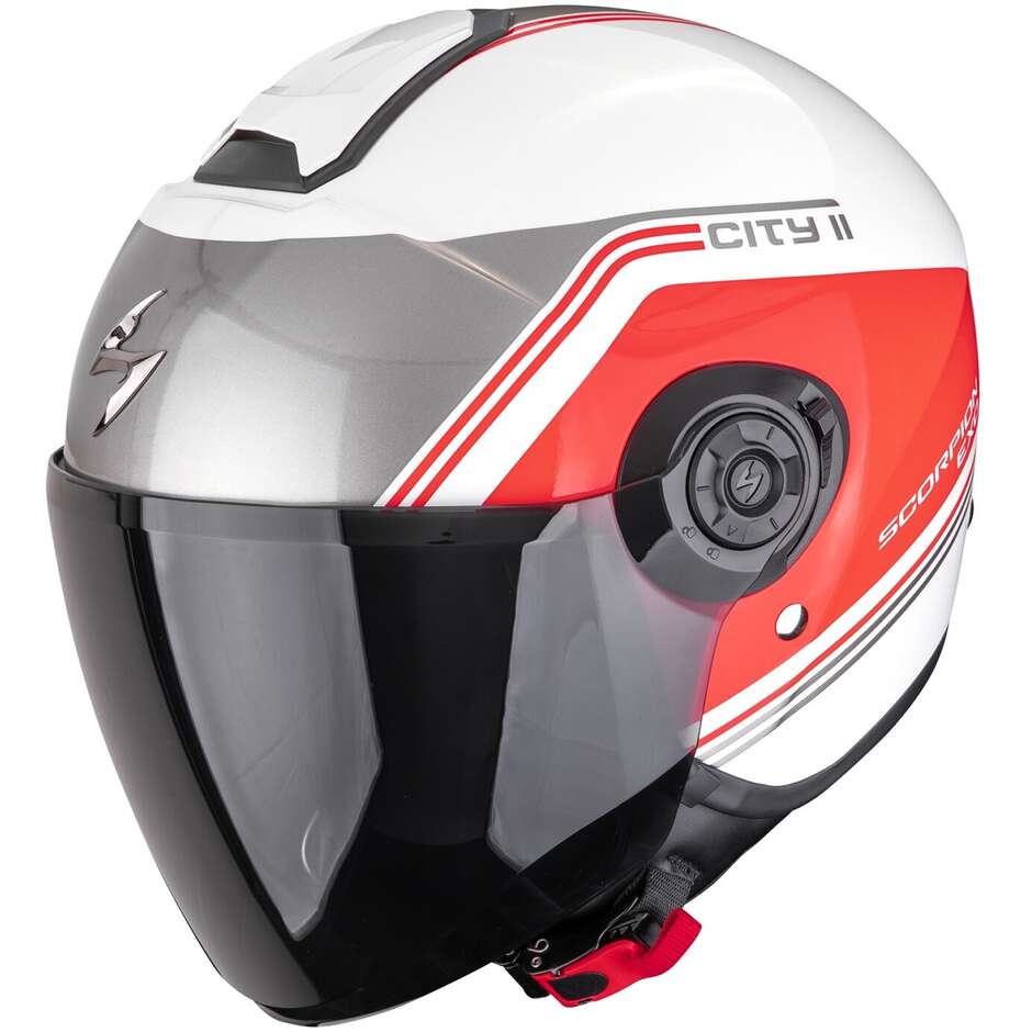 Casco Moto Jet Scorpion EXO-CITY II VITA Bianco Rosso