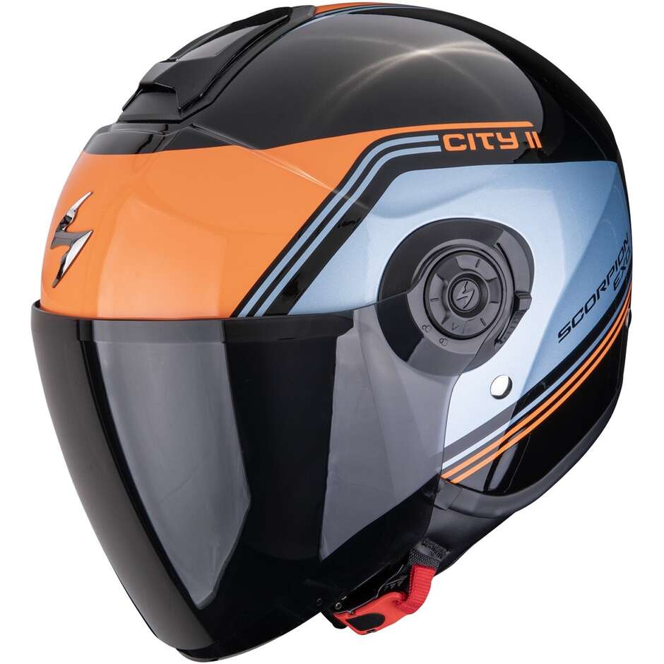 Casco Moto Jet Scorpion EXO-CITY II VITA Nero Blu Arancio