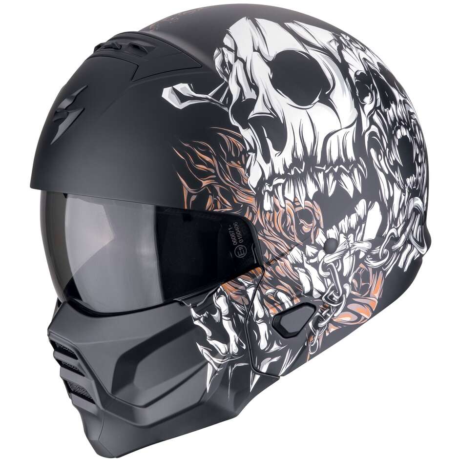 Casco Moto Jet Scorpion EXO-COMBAT II GENESIS Nero opaco Bianco Oro