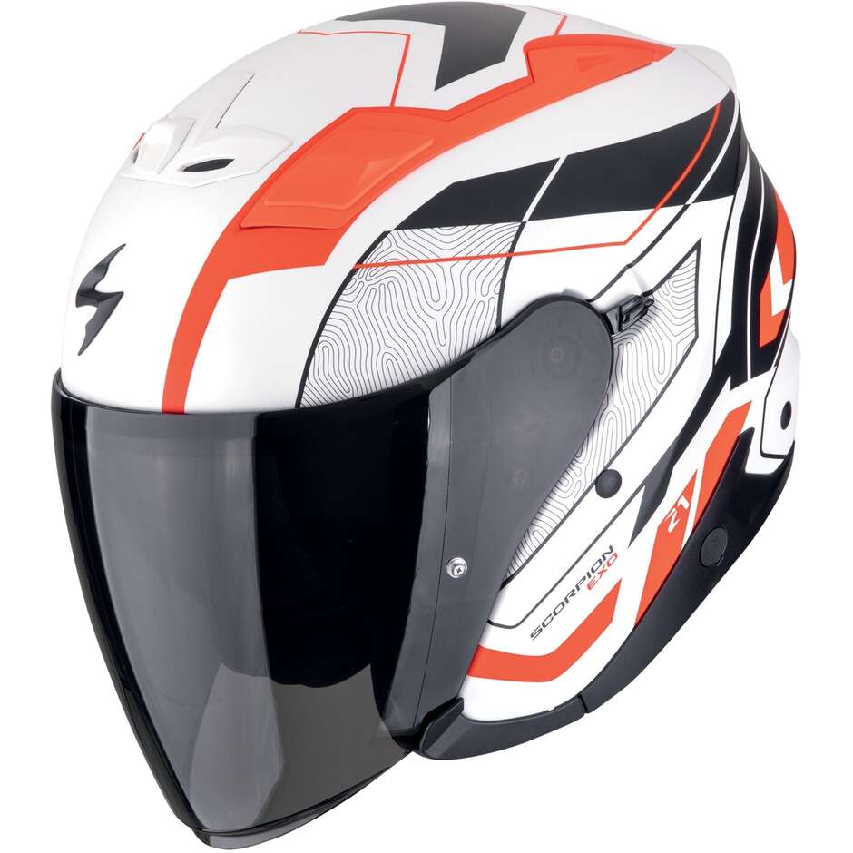 Casco Moto Jet Scorpion EXO-Z1 VUE Bianco opaco Rosso Nero