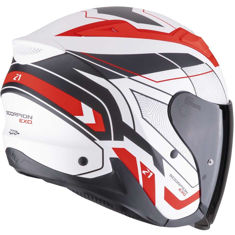 Casco Moto Jet Scorpion EXO-Z1 VUE Bianco opaco Rosso Nero