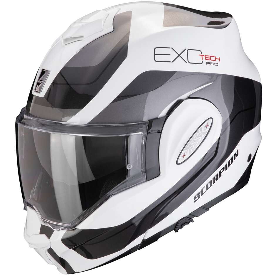 Casco Modulare P/J Scorpion EXO-TECH EVO PRO COMMUTA Bianco Argento