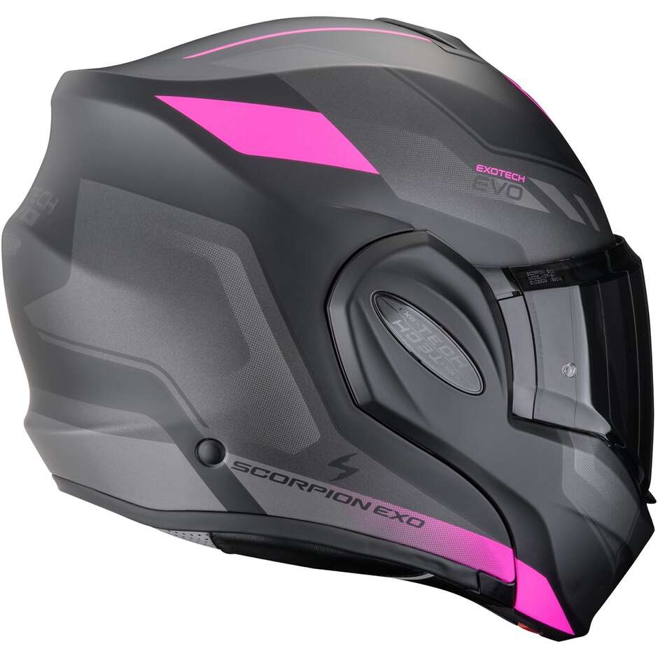 Casco Moto Modulare P/J Scorpion EXO-TECH EVO SOCIUS Nero Opaco Rosa
