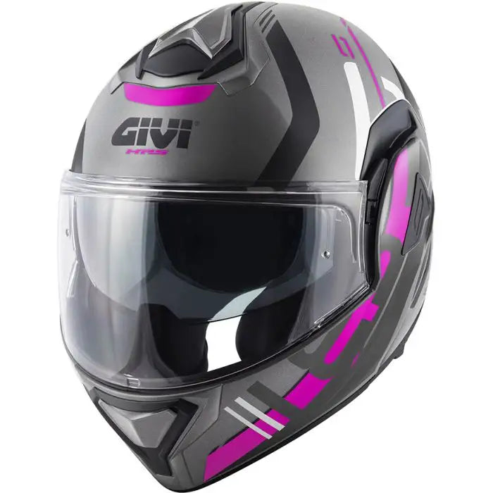 Casco Modulare Convertibile Givi X30 Pulsar Titanio Opaco Nero Fucsia