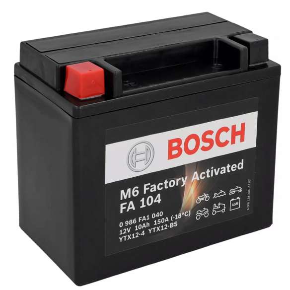 Batteria Bosh M6 FA 104 YTX12-BS Sigillata AGM 12V 10AH Ponta all'uso