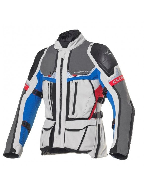 Giacca moto uomo 4 stagioni Clover Crossover-4 Airbag wp blu/grigio
