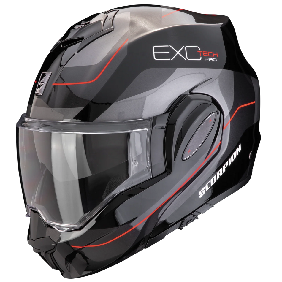 Casco Modulare Scorpion EXO-TECH EVO PRO COMMUTA Nero Argento Rosso