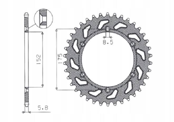 YAMAHA YZ 125 1981>1998 CORONA PASSO 520 CODICE 1-3685
