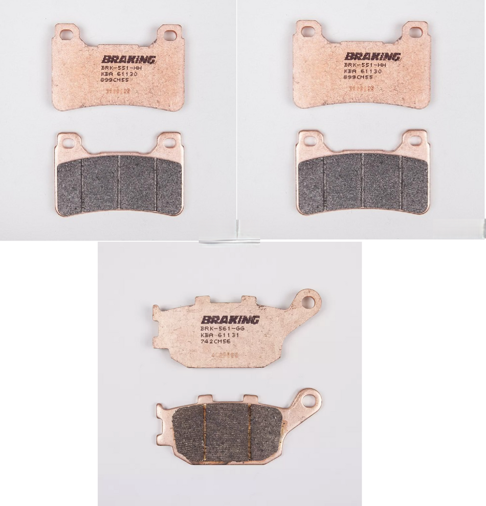 KIT PASTIGLIE FRENO BRAKING ANTERIORE POSTERIORE HONDA CBR 1000 RR 2004 - 2005