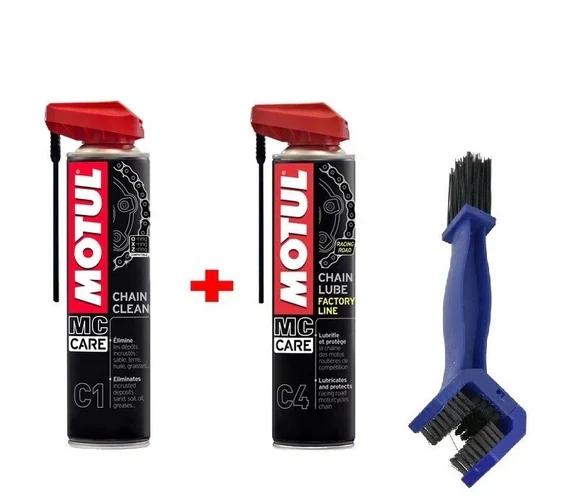 Kit Pulisci Catena Motul C1+Grasso Spray Motul C4 grasso spray catena