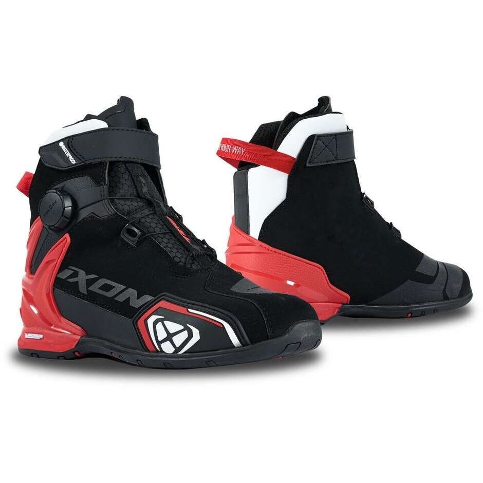 Scarpe Moto Ixon Invernali BULL 2 WP Nero Bianco Rosso