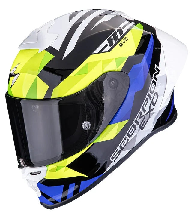 Casco Integrale Scorpion Exo-R1 EVO II Air Valere Nero Blu Giallo