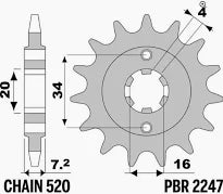 KTM RC 200 2014>2015 PIGNONE PASSO 520 CODICE 3D1
