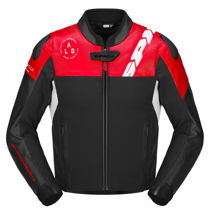 Giacca in Pelle Spidi Dp Progressive Hybrid Perforated Nero/Nero-Rosso