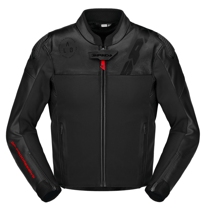 Giacca in Pelle Spidi Dp Progressive Hybrid Perforated Nero/Nero-Rosso