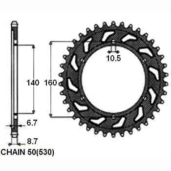KAWASAKI GPX R 750 1986>1990 CORONA PASSO 530 CODICE 1-5652
